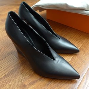 Hermes Semelle Cuir Black Ankle Boots / Wedge Heel